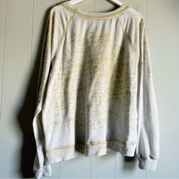 Odd People Apparel Unisex Burnout Raglan Wide Neck Sweatshirt Gold Oversized M - Picture 2 of 3
